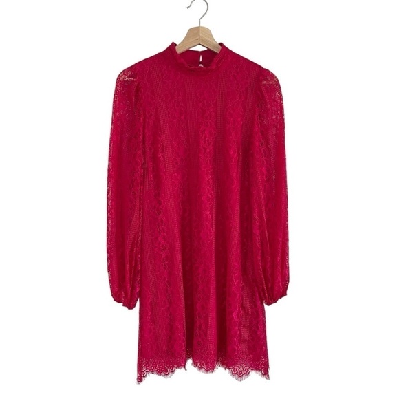 NWT Anthropologie Maeve Lace Open Back Mini Dress Raspberry Red 8 Medium - Picture 5 of 16